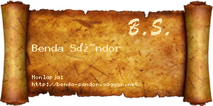 Benda Sándor névjegykártya