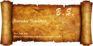 Benda Sándor névjegykártya
