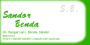 sandor benda business card